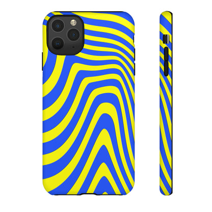 Retro wavy - yellow and blue - Tough Cases