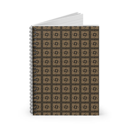 Intersecting Squares - Brown - Black - Spiral Notebook - Ruled Line