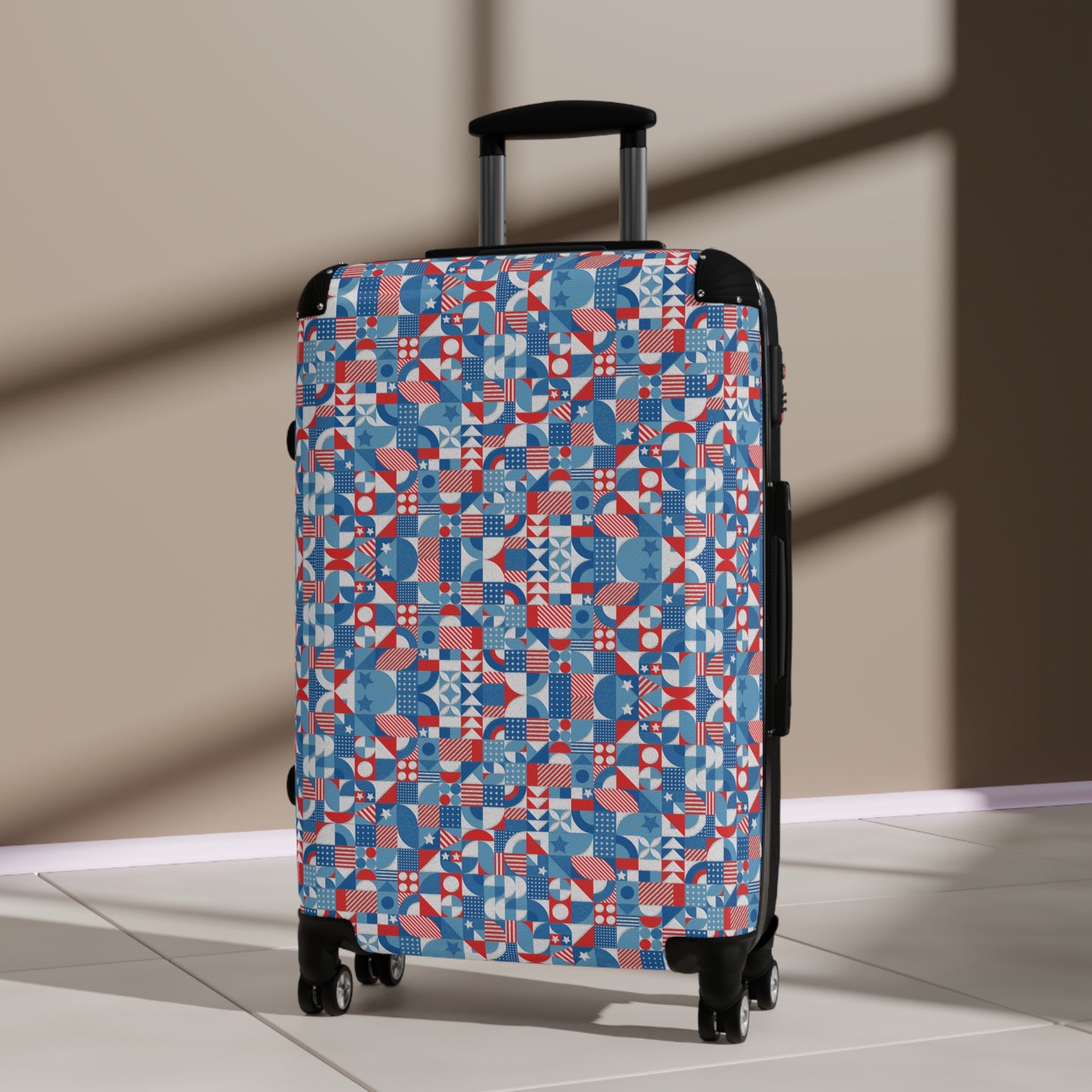 Red White and Blue Bold Pattern - Oil Paint Texture - Suitcase