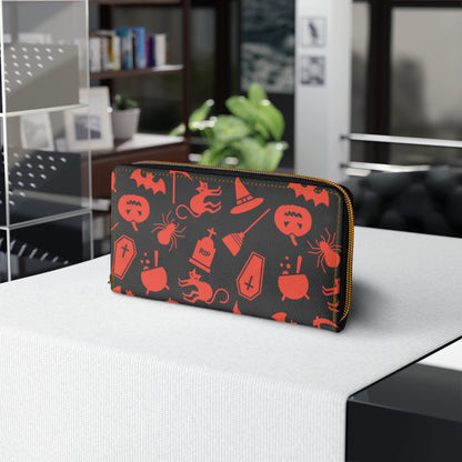 Halloween Scaries - Big - Orange - Black 000000 - Zipper Wallet