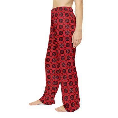 Letter Art - B - Red - Black 000000 - Women's Pajama Pants (AOP)