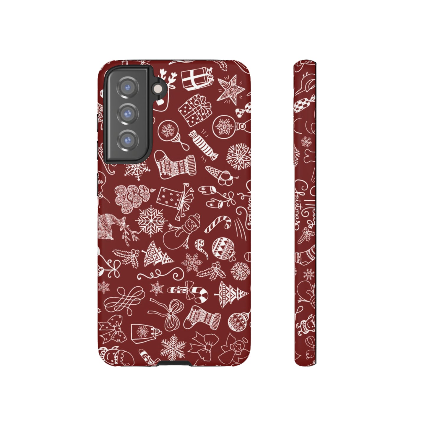 Christmas doodles on red - Tough Cases