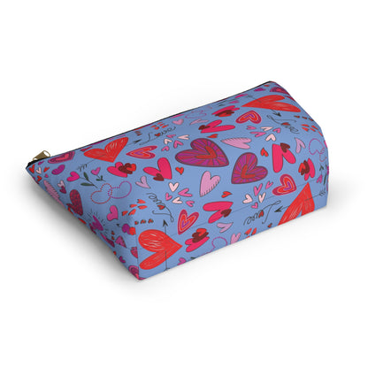 Heart Doodles - Fennel Flower 74a6ff - Accessory Pouch w T-bottom