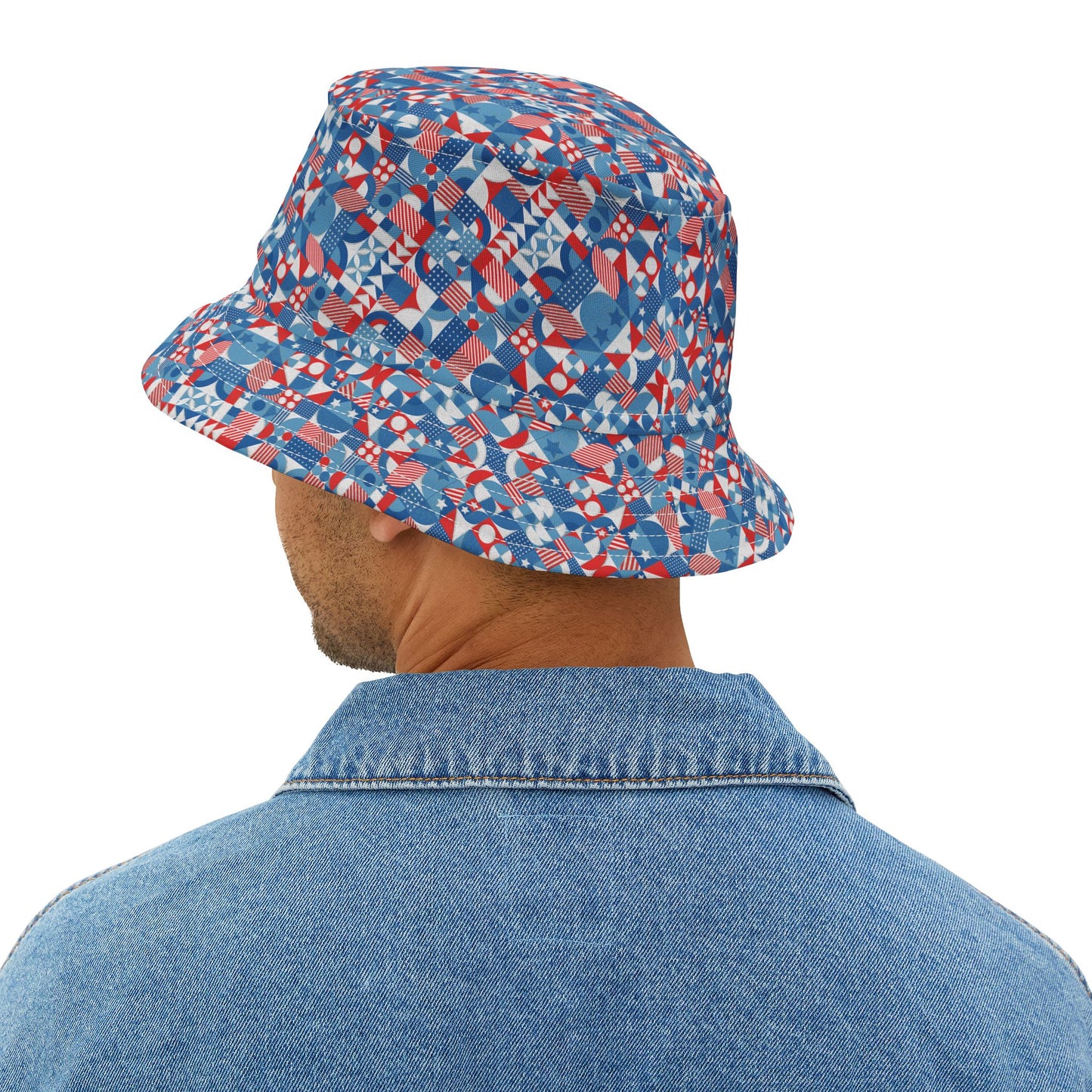 Red White and Blue Bold Pattern - Oil Paint Texture - Bucket Hat (AOP)