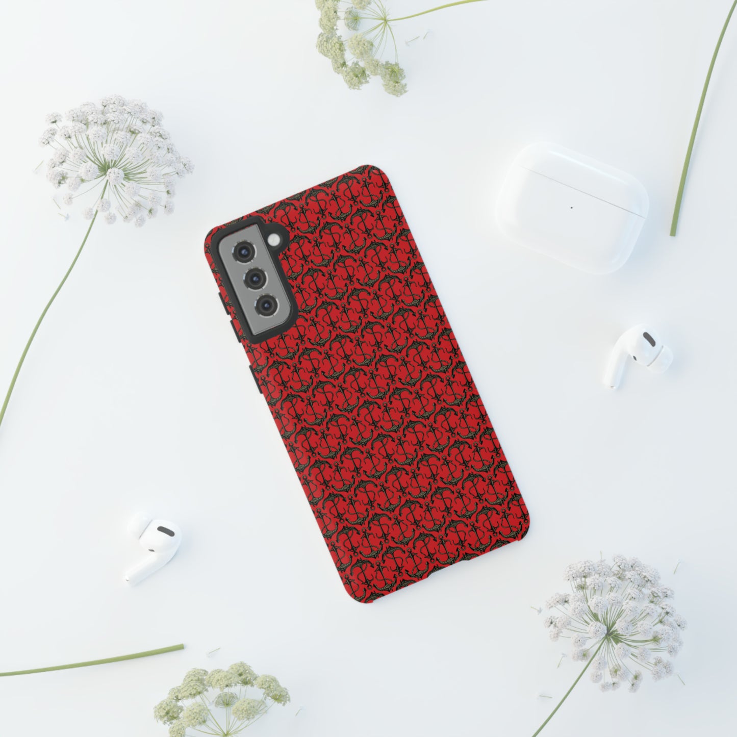 Anchors Away - Black Gray - Scarlet de0000 - Tough Cases