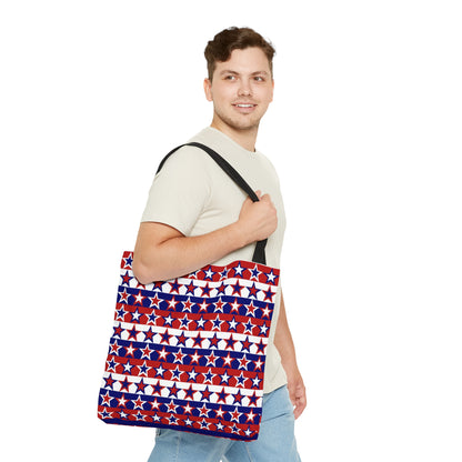 Red White and Blue Stars - Stripes - Tote Bag