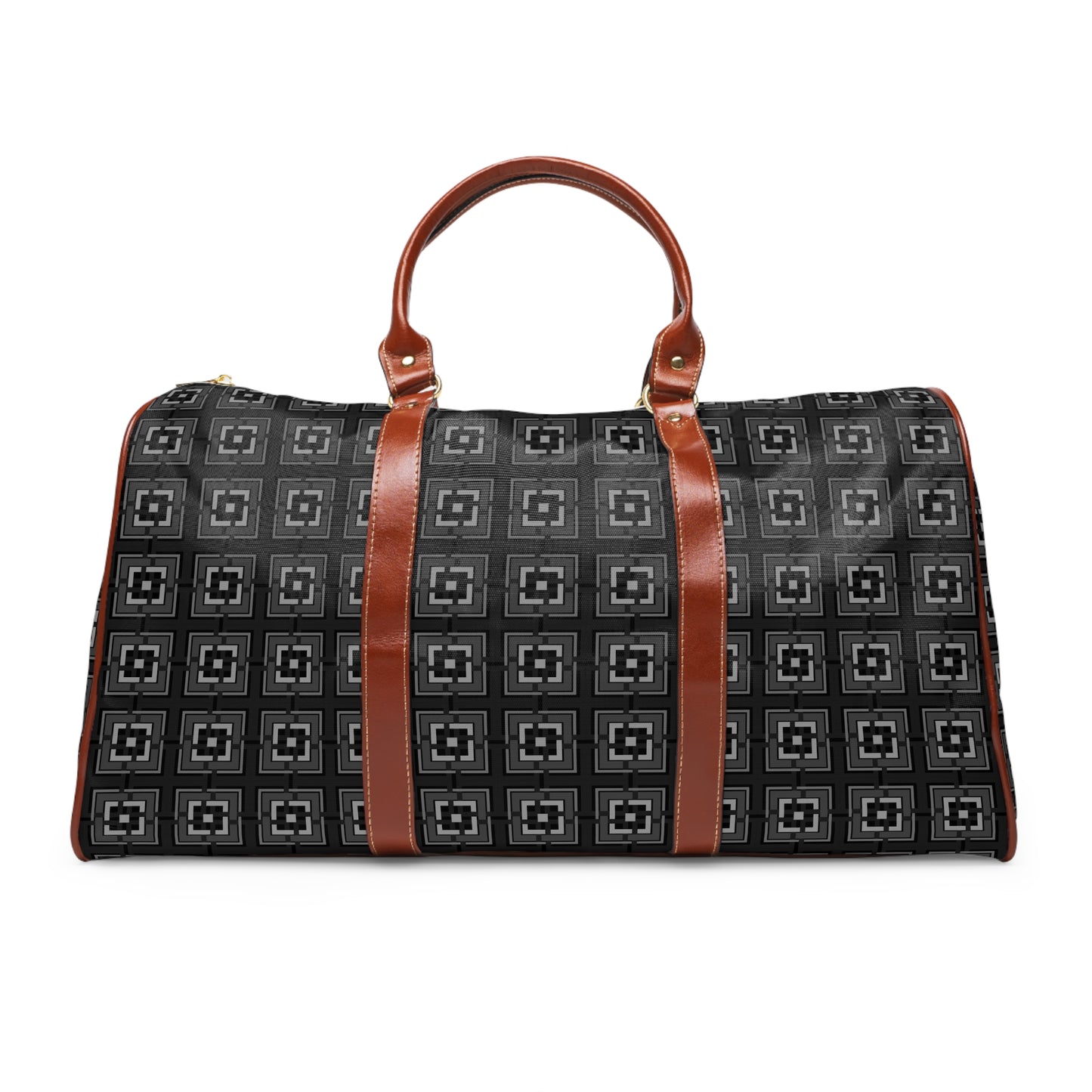 Intersecting Squares - Gray - Black 000000 - Waterproof Travel Bag