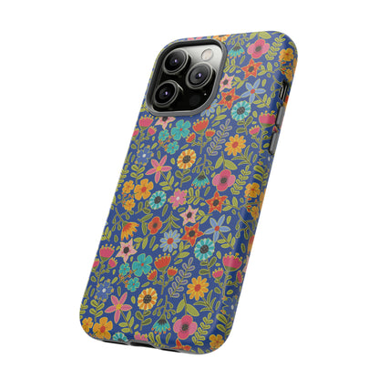 Playful Spring flowers - blue - Tough Cases