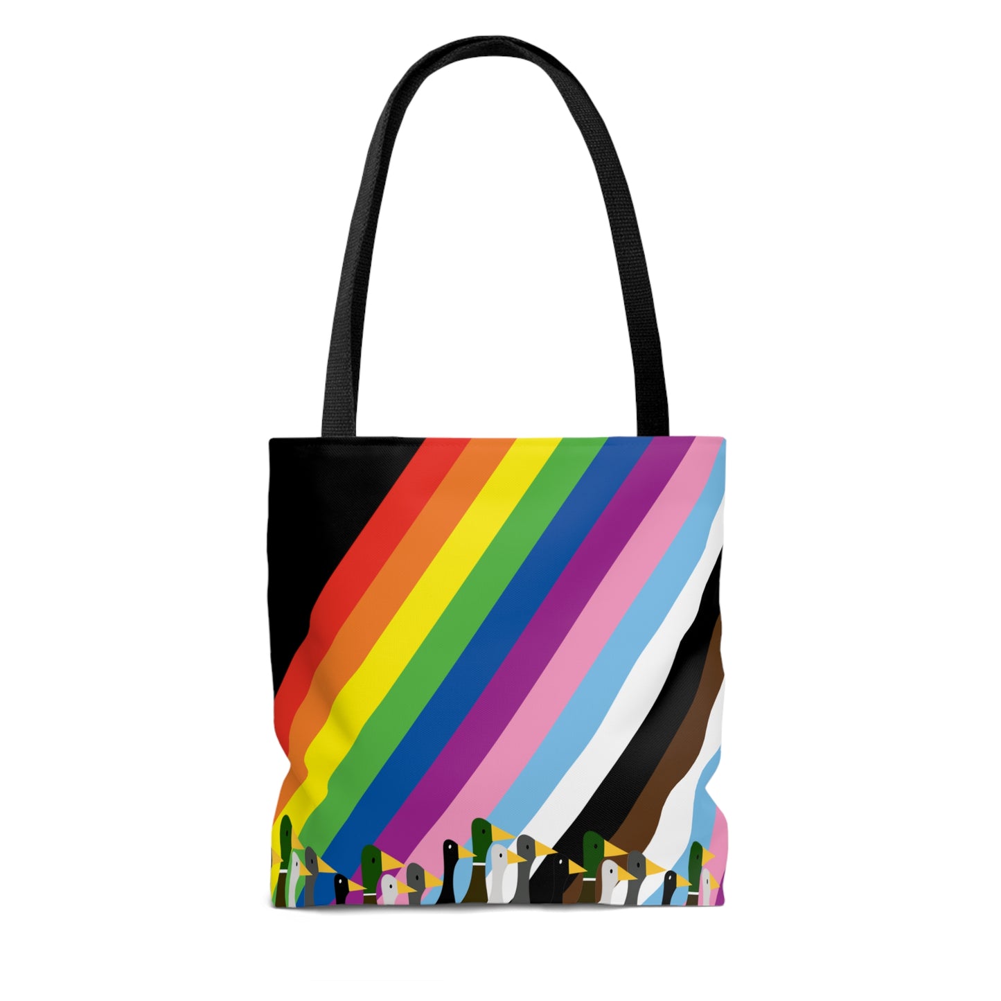 Ducks Marching - Pride Colors - Black - Tote Bag