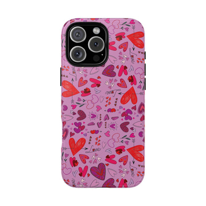 Heart Doodles - Fuschia Pink ff8eff - Tough Cases