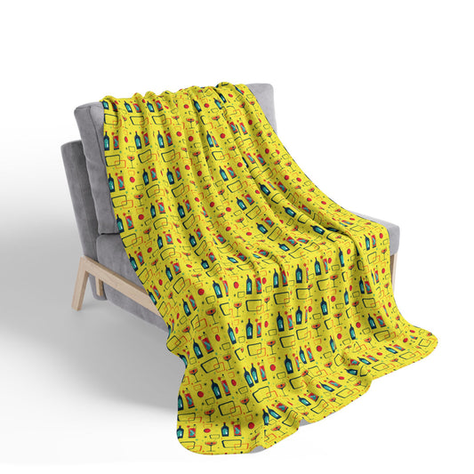 Fleece Sherpa Blanket - Cocktail Time - Yellow