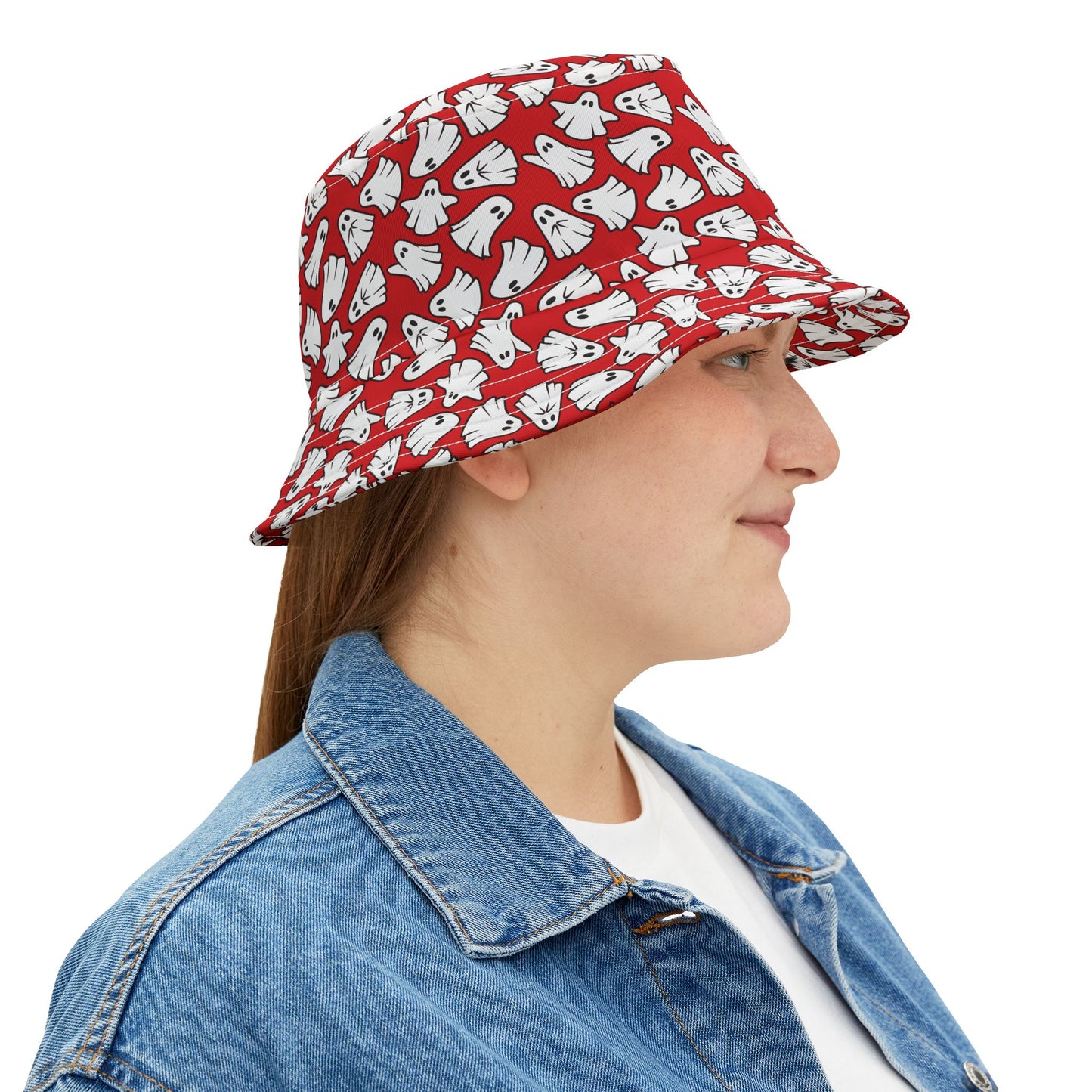 Boo - Ghosts - Halloween - Scarlet de0000 - Bucket Hat (AOP)