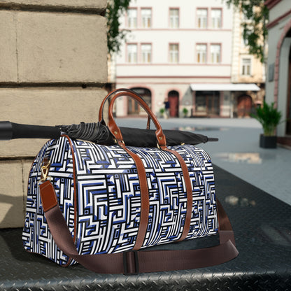 Futuristic pattern - Blue - Waterproof Travel Bag