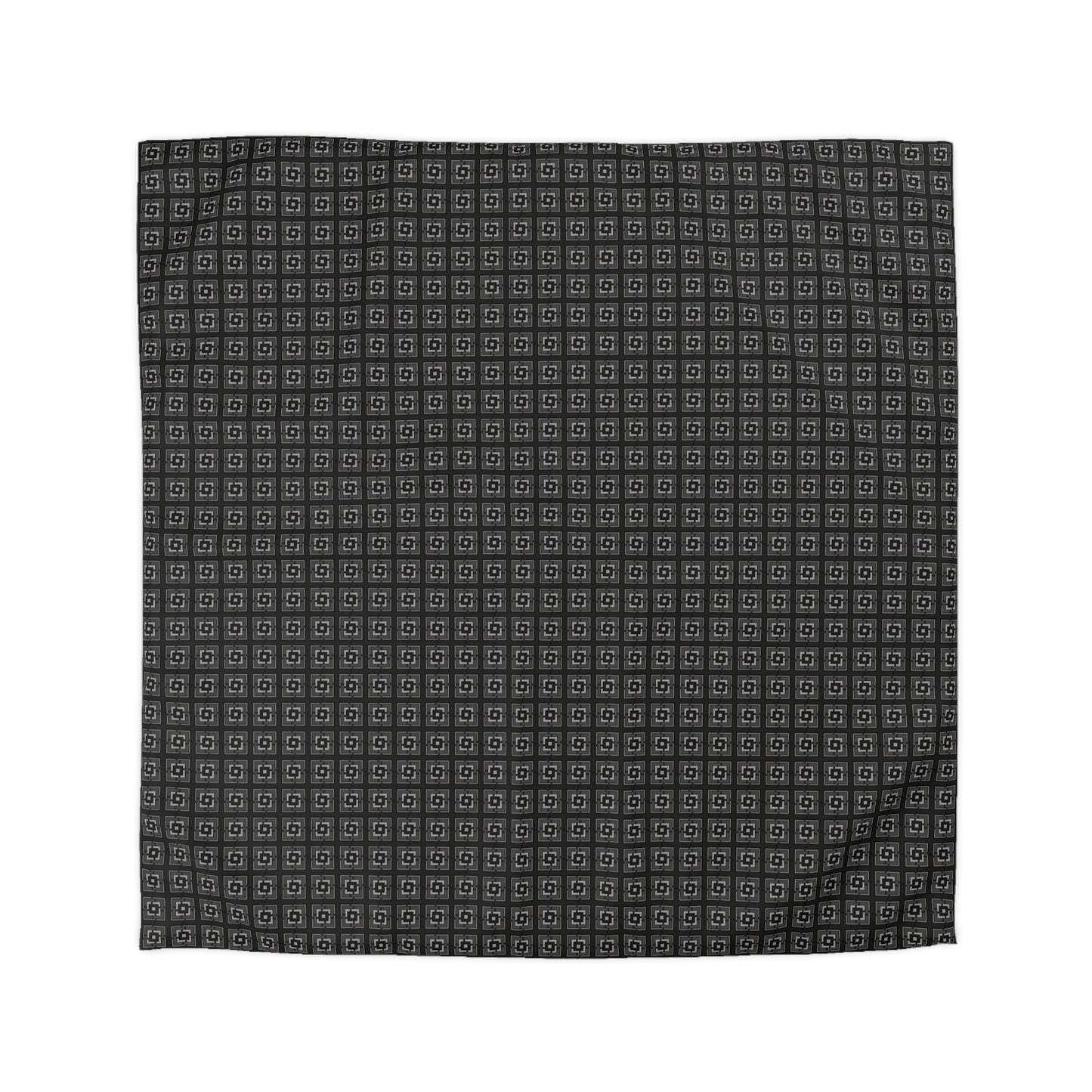 Intersecting Squares - Black - Black - Microfiber Duvet Cover