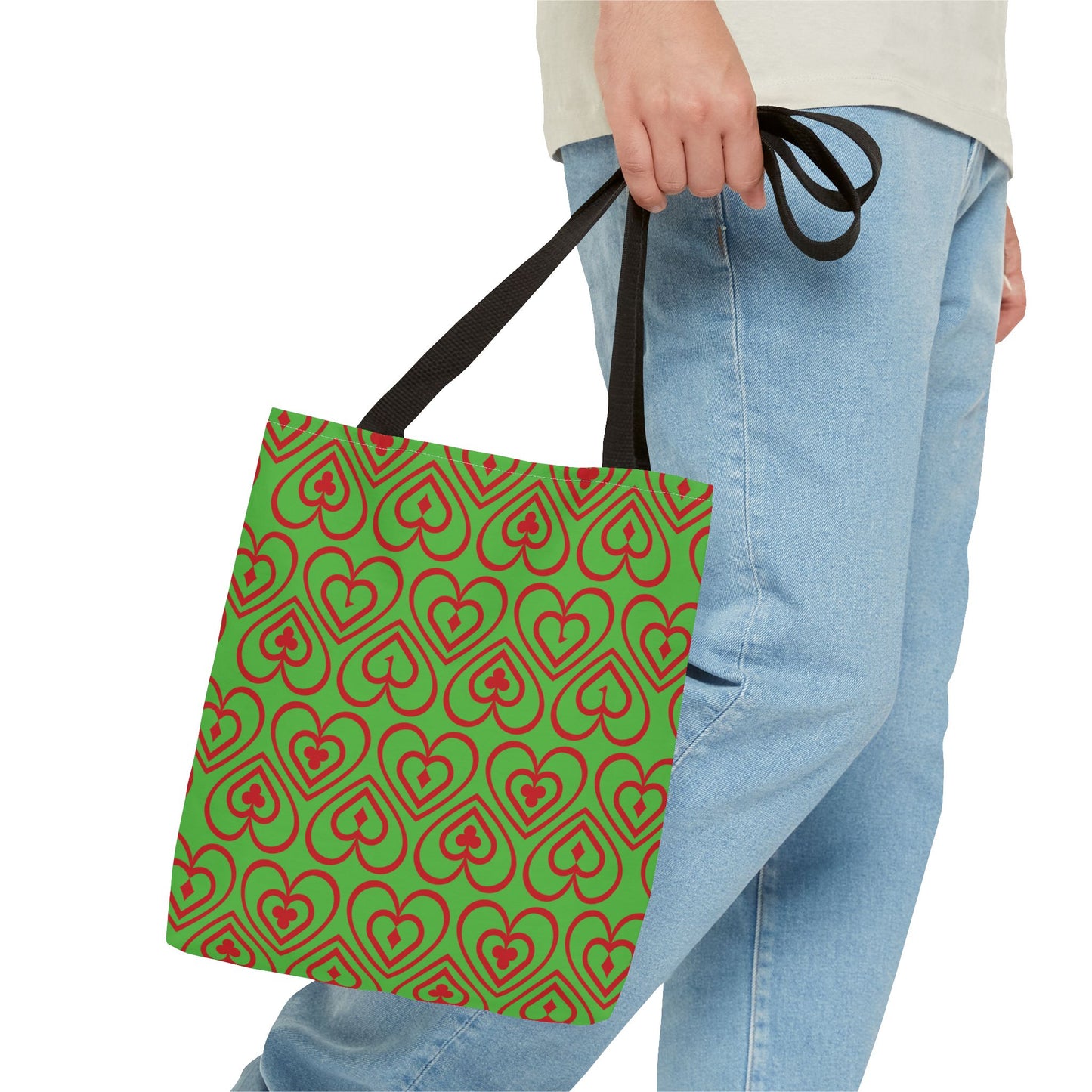 Ducks in the Deck - Red - Bright Apple Green 56BD00 - Tote Bag