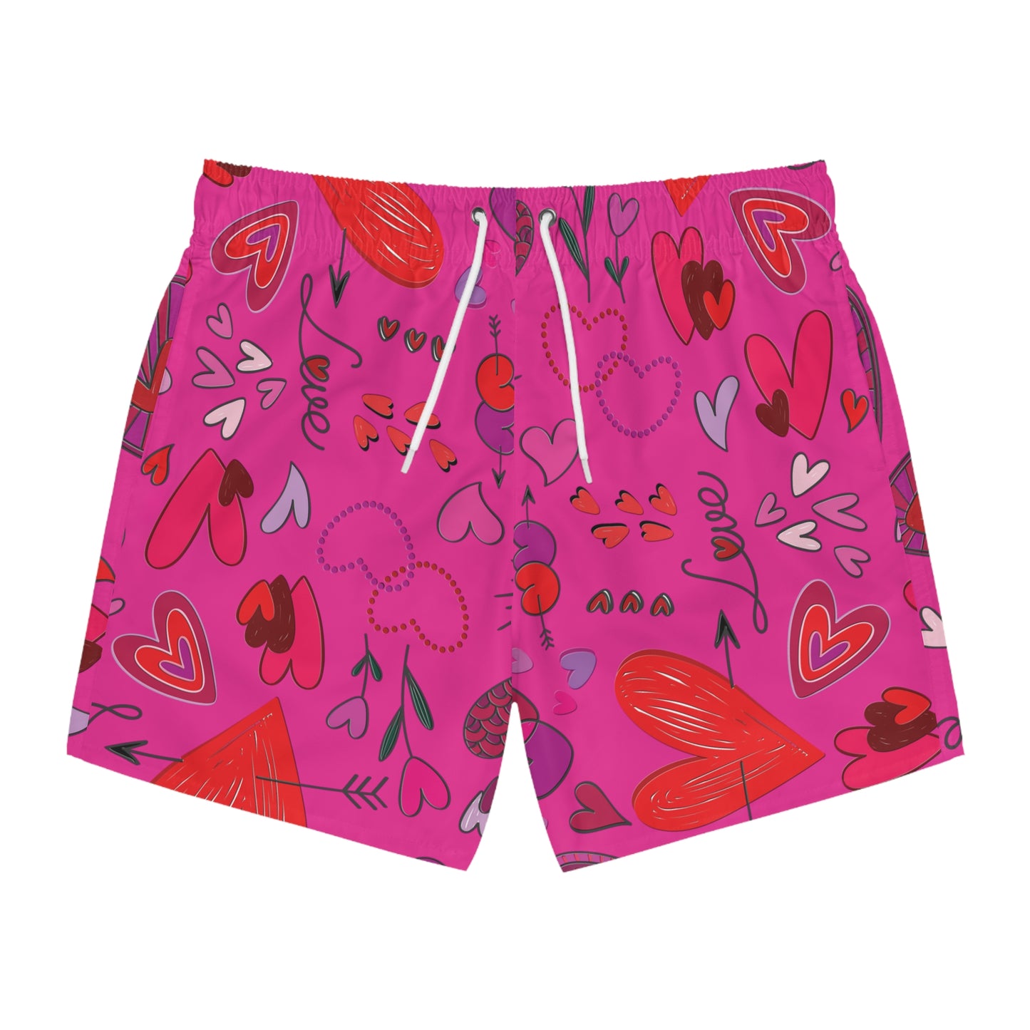 Hearts Doodle - Mean Girls Lipstick ff00a8 - Swim Trunks