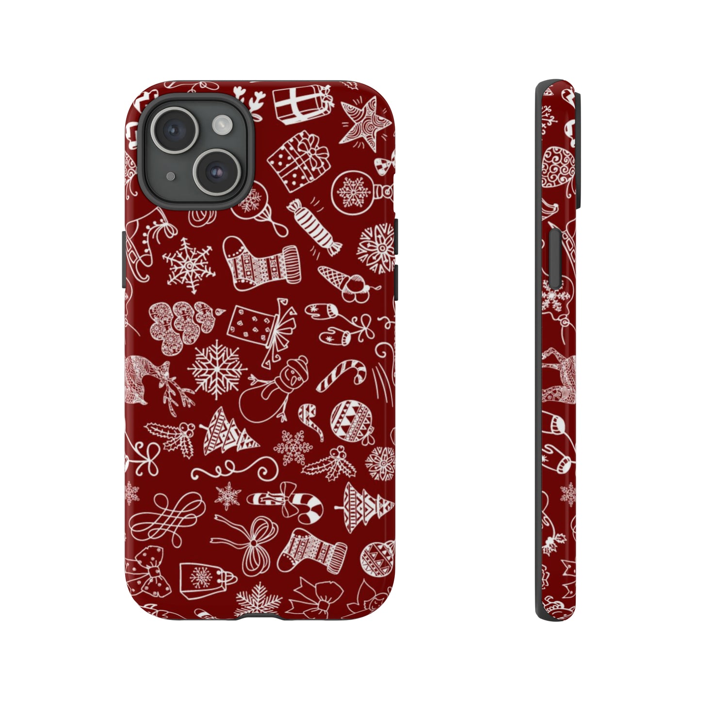 Christmas doodles on red - Tough Cases