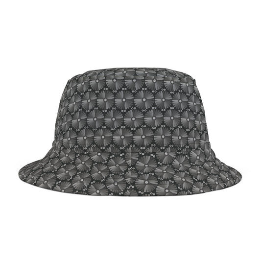 Letter Art - I - Gray - Black 000000 - Bucket Hat (AOP)