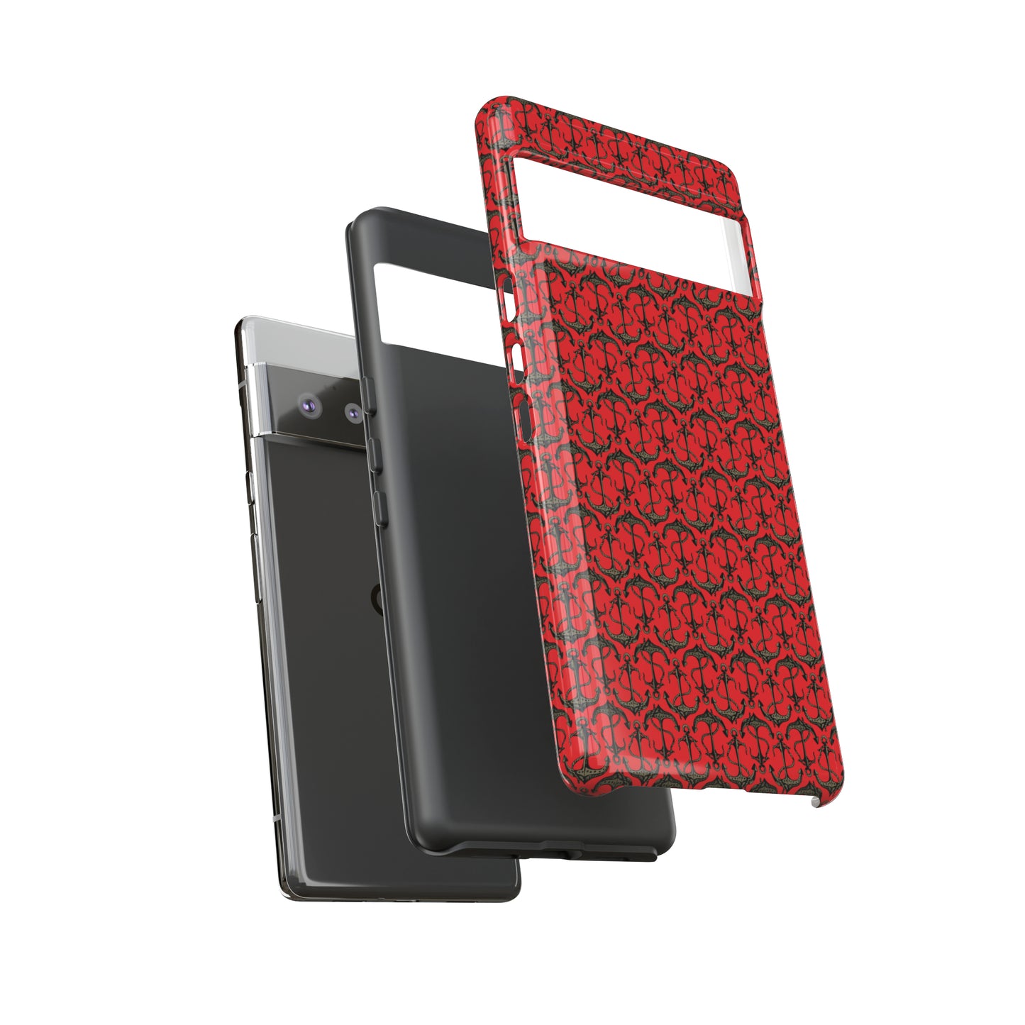 Anchors Away - Black Gray - Scarlet de0000 - Tough Cases