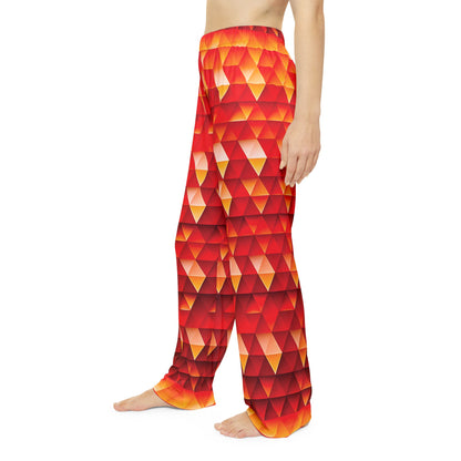 Geometric Flame - Red Triangles - Women's Pajama Pants