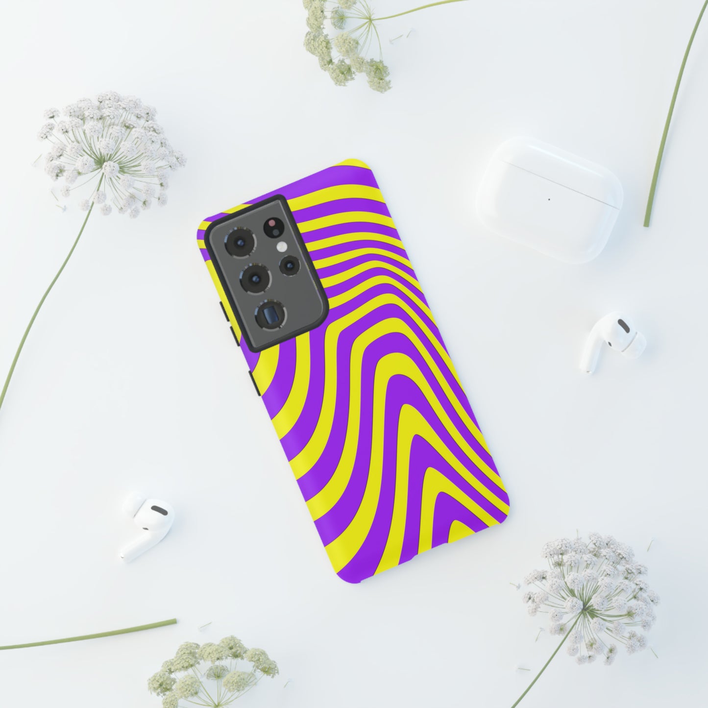 Retro wavy - yellow and purple - Tough Cases