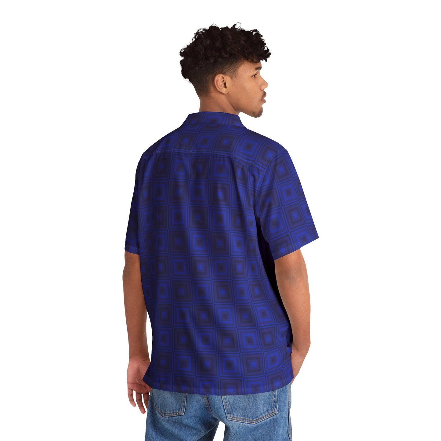 Blue Squares - Men's Hawaiian Shirt