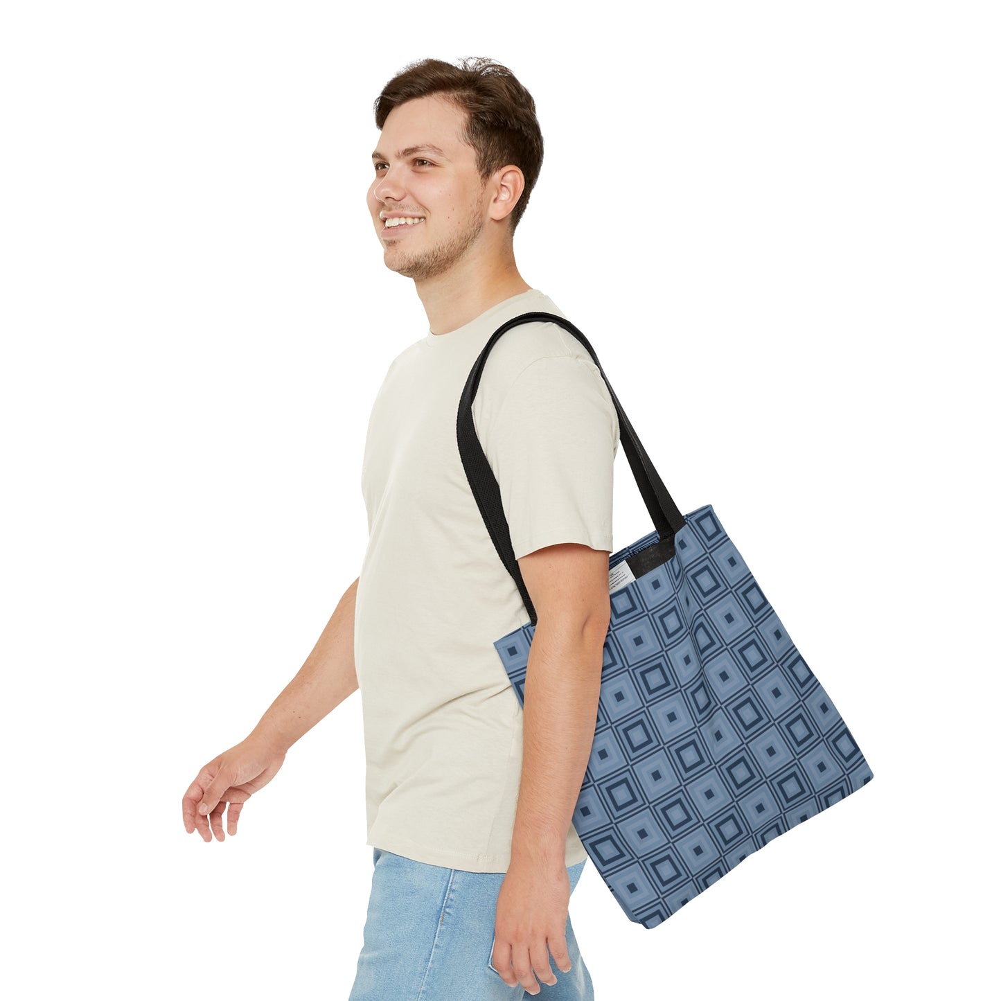 Charcoal - Weldon Blue Squares - Tote Bag