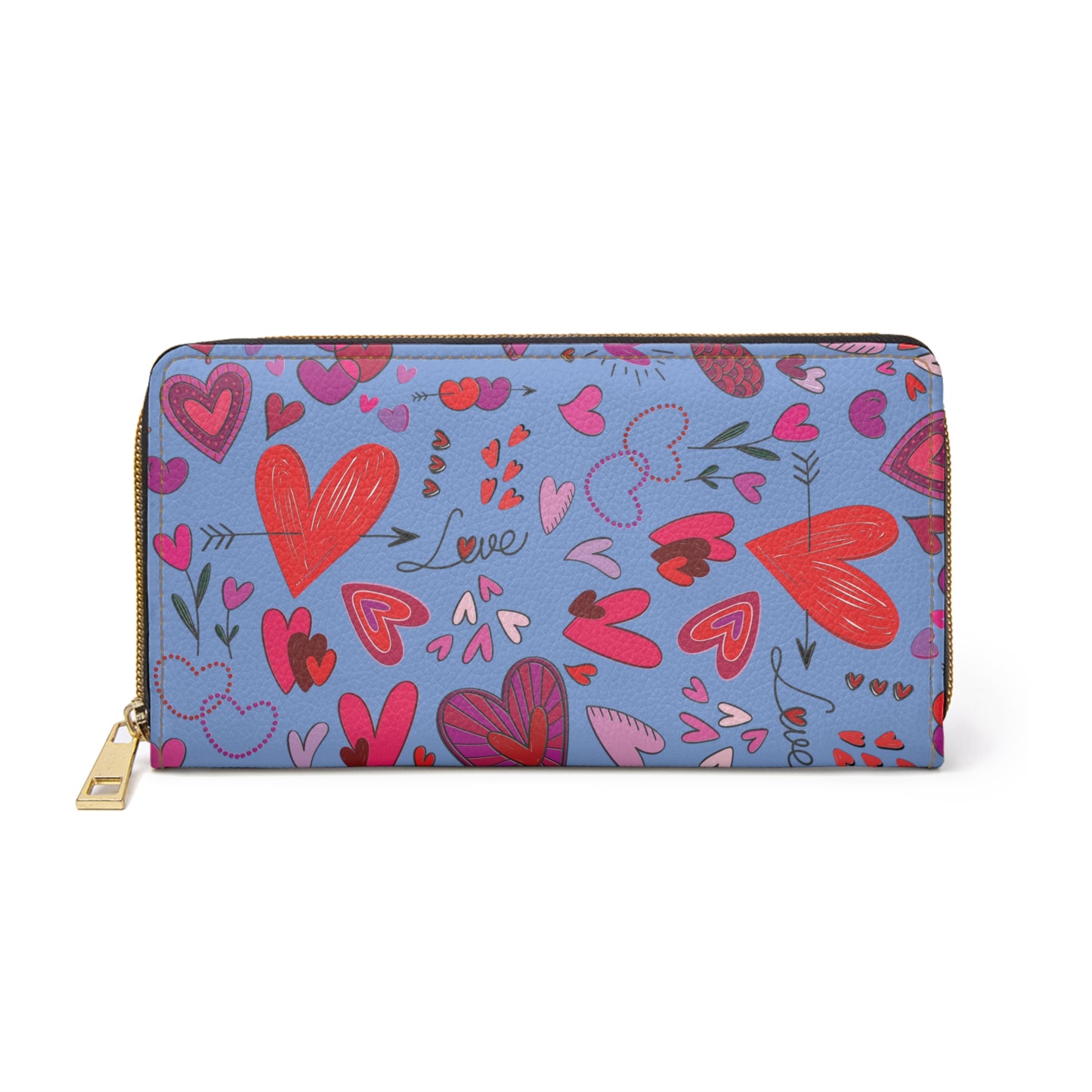 Heart Doodles - Fennel Flower 74a6ff - Zipper Wallet