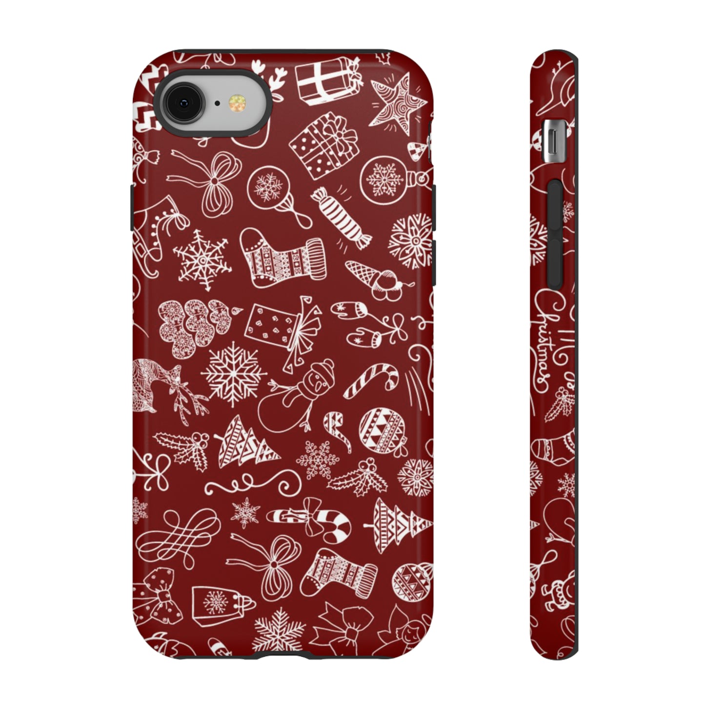 Christmas doodles on red - Tough Cases
