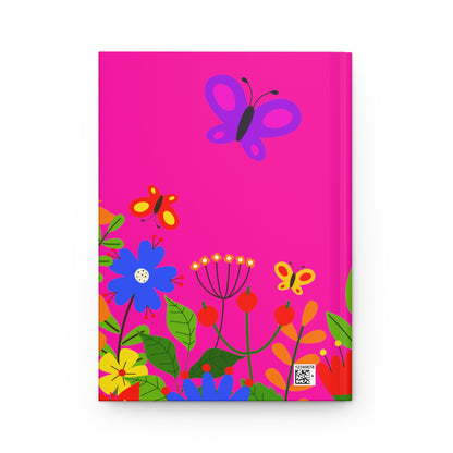 Bright Summer flowers - Mean Girls Lipstick ff00a8 - Hardcover Journal Matte