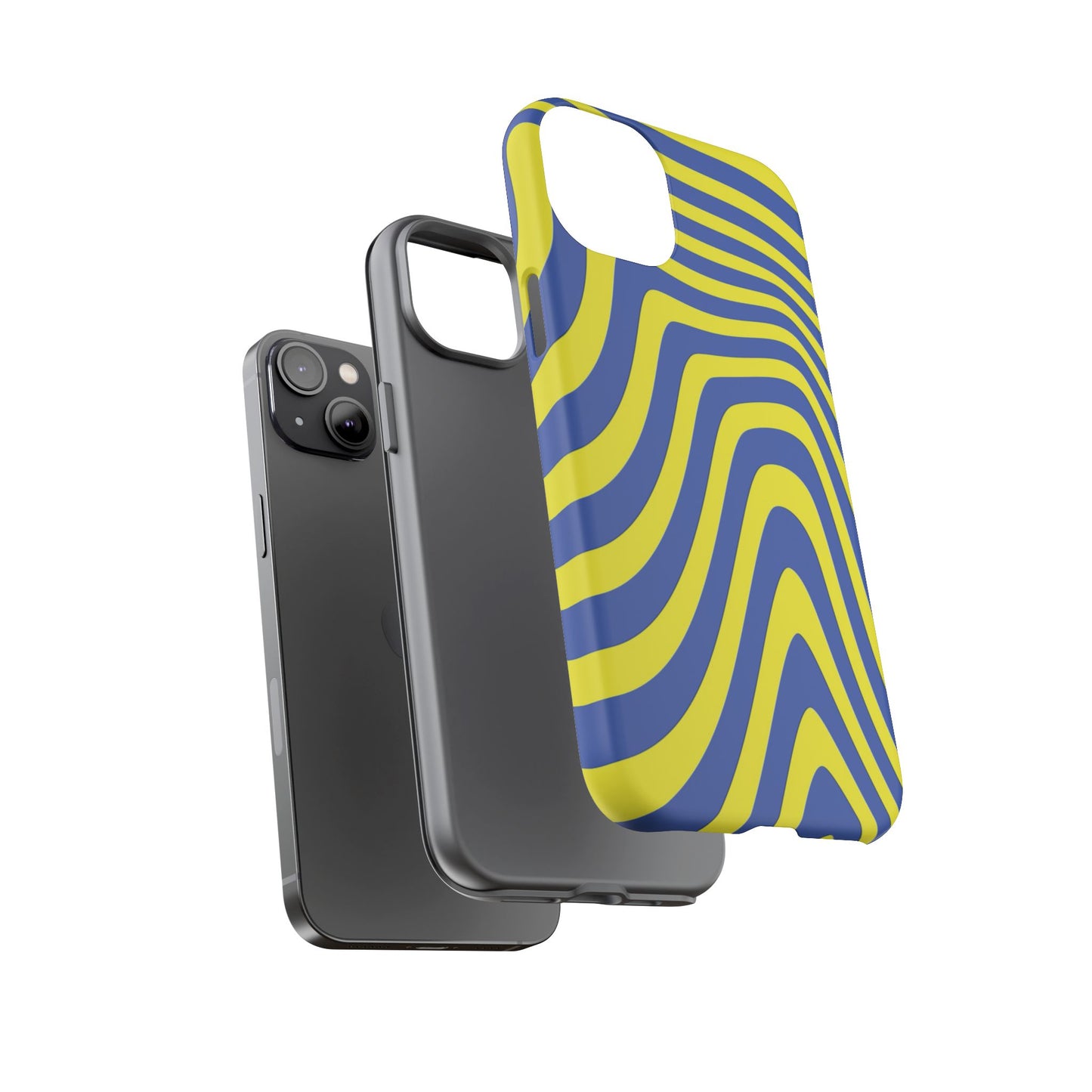 Retro wavy - yellow and blue - Tough Cases