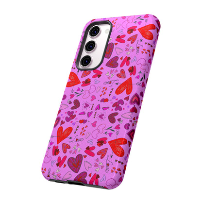 Heart Doodles - Fuschia Pink ff8eff - Tough Cases