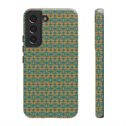 Playful dolphins - Orange - Aqua 008E97 - Tough Cases