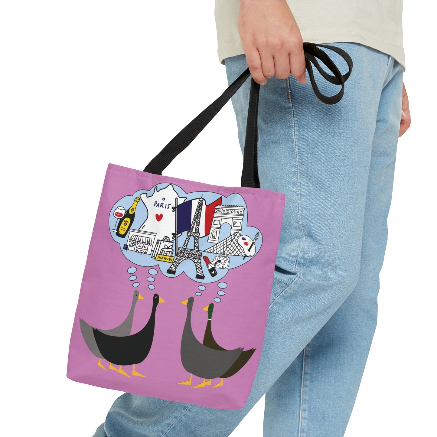 Ducks dreaming of Paris - Fuschia Pink ff8eff - Tote Bag