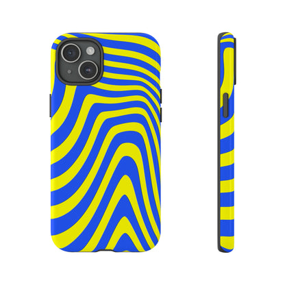 Retro wavy - yellow and blue - Tough Cases