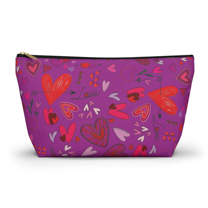 Heart doodles - Deep Magenta B805AE - Accessory Pouch w T-bottom