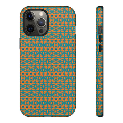 Playful dolphins - Orange - Aqua 008E97 - Tough Cases