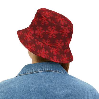 Red V Star pattern - Big design - Bucket Hat (AOP)