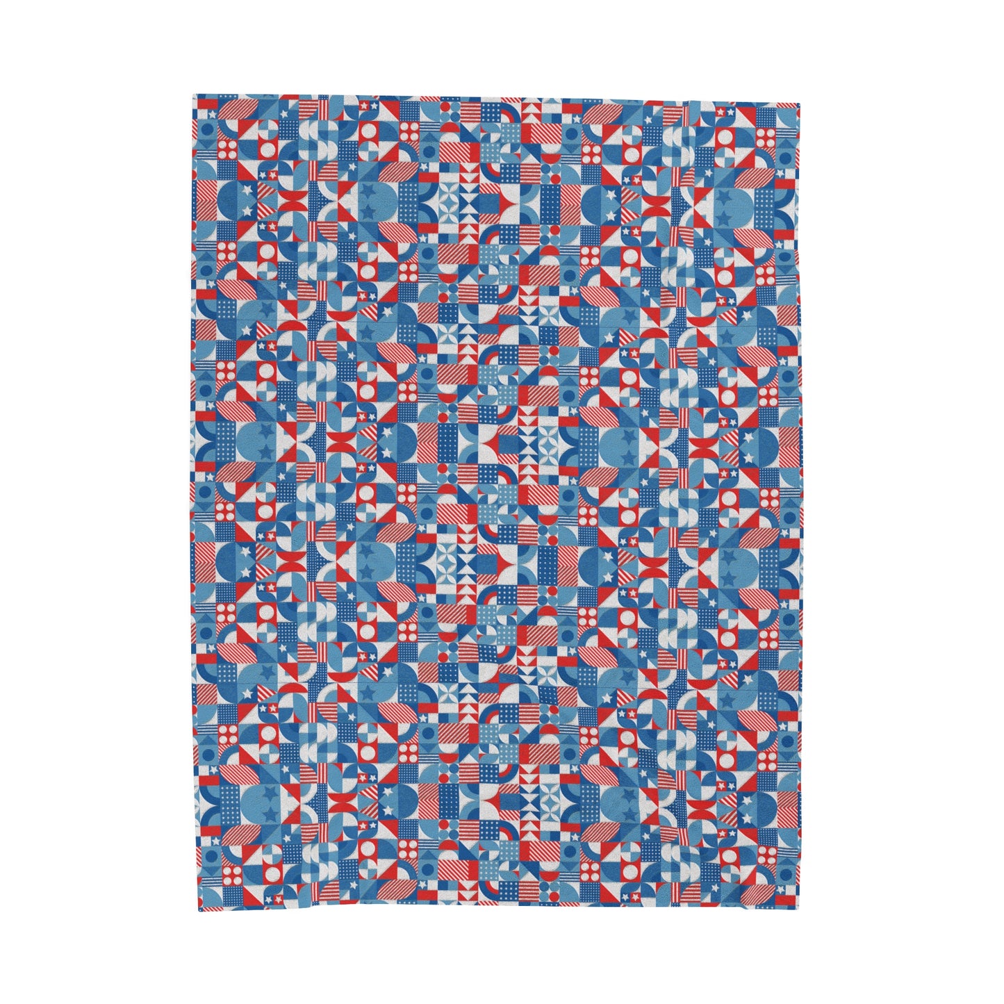 Red White and Blue Bold Pattern - Oil Paint Texture - Velveteen Plush Blanket