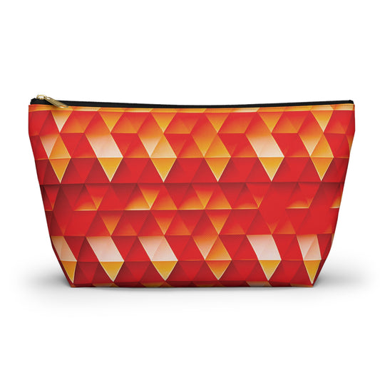 Geometric Flame - Red Triangles - Boston University Red d00000 - Accessory Pouch w T-bottom