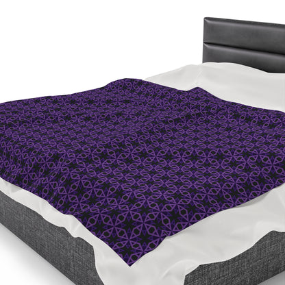 Letter Art - A - Purple - Black 000000 - Velveteen Plush Blanket