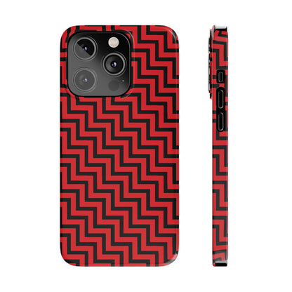 Zigs and Zags - Black - Scarlet - Slim Phone Cases