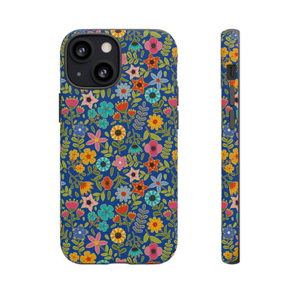 Playful Spring flowers - blue - Tough Cases