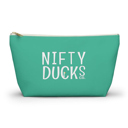 Nifty Ducks Co. Logo2 - Turquoise 12d3ad - Accessory Pouch w T-bottom