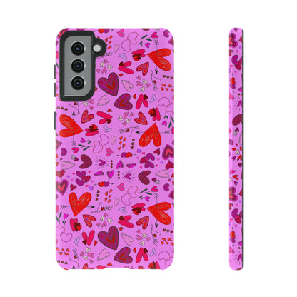 Heart Doodles - Fuschia Pink ff8eff - Tough Cases