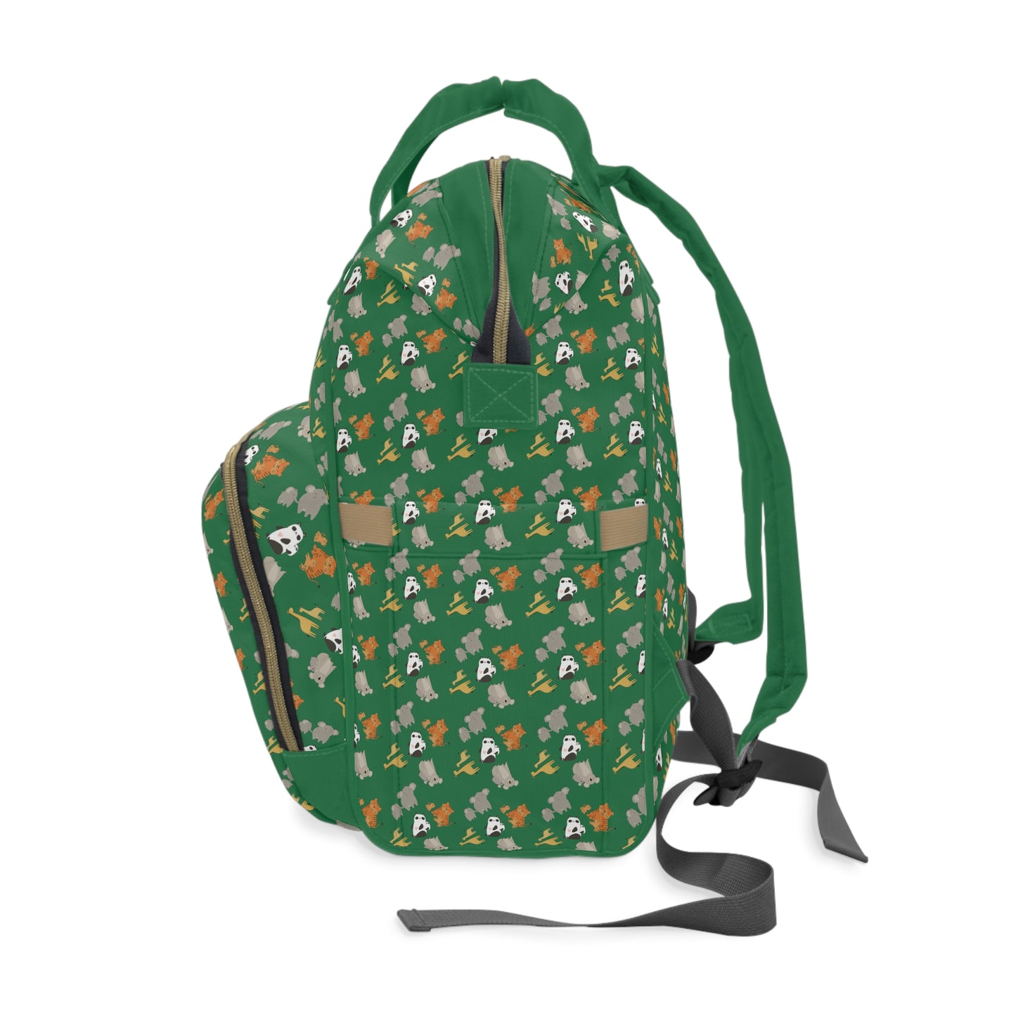 Koalas, Pandas, Giraffes, and Elephants OH MY!  - small print - Multifunctional Diaper Backpack