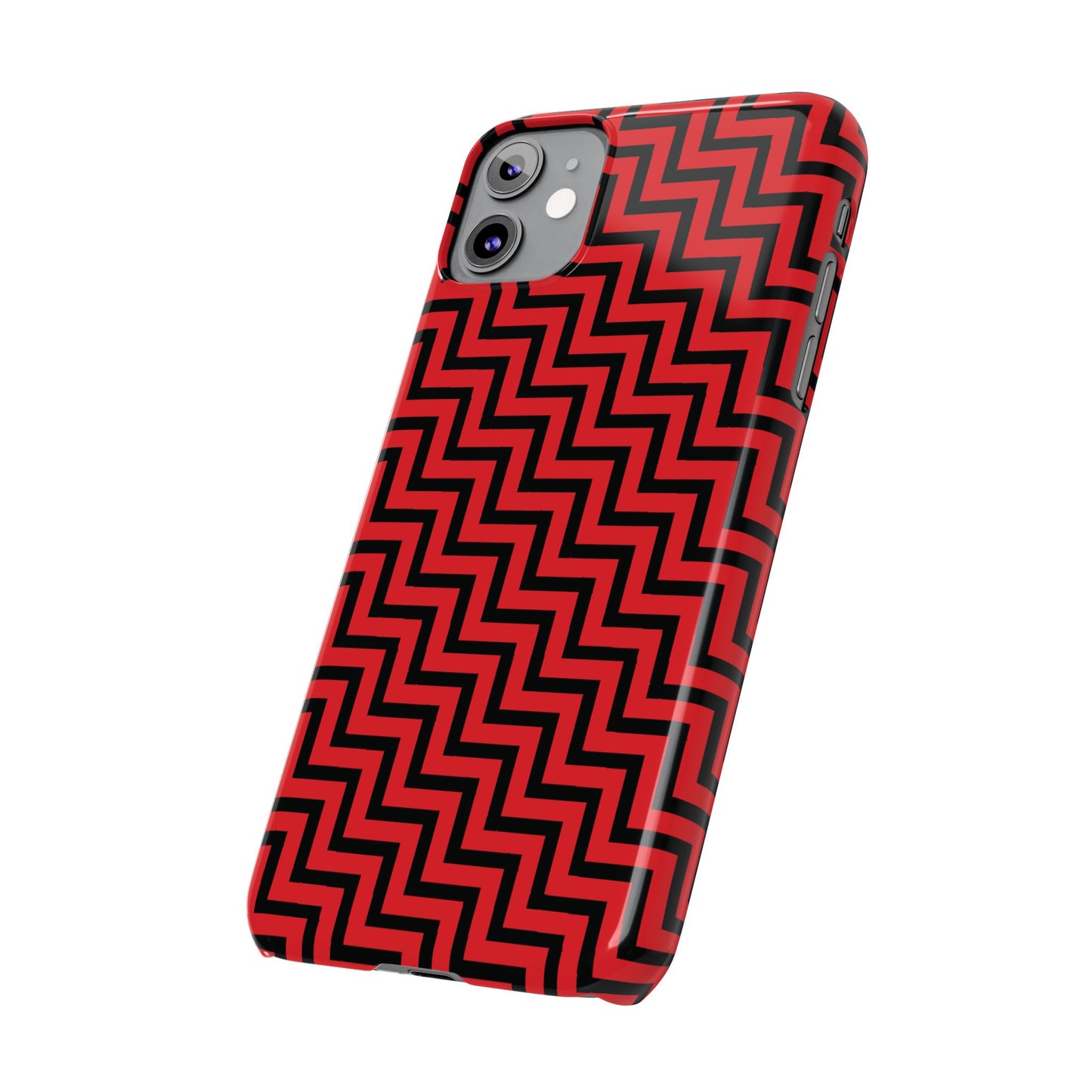 Zigs and Zags - Black - Scarlet - Slim Phone Cases