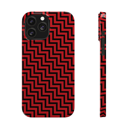 Zigs and Zags - Black - Scarlet - Slim Phone Cases