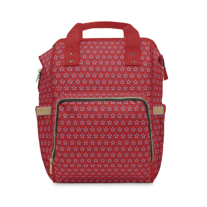 Red White and Blue Stars  - Multifunctional Diaper Backpack