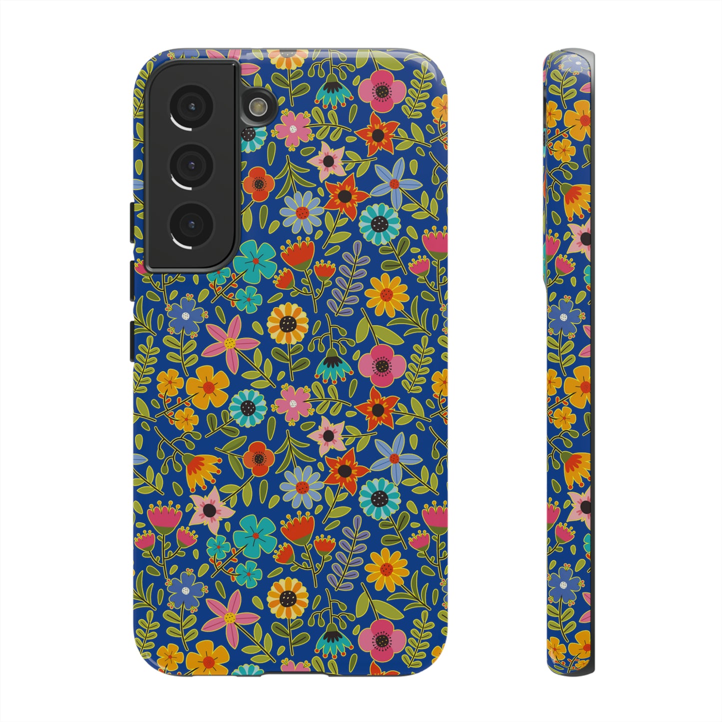 Playful Spring flowers - blue - Tough Cases